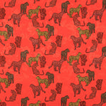 Cetim Jacquard Leopardo Vermelho - Ribes y Casals