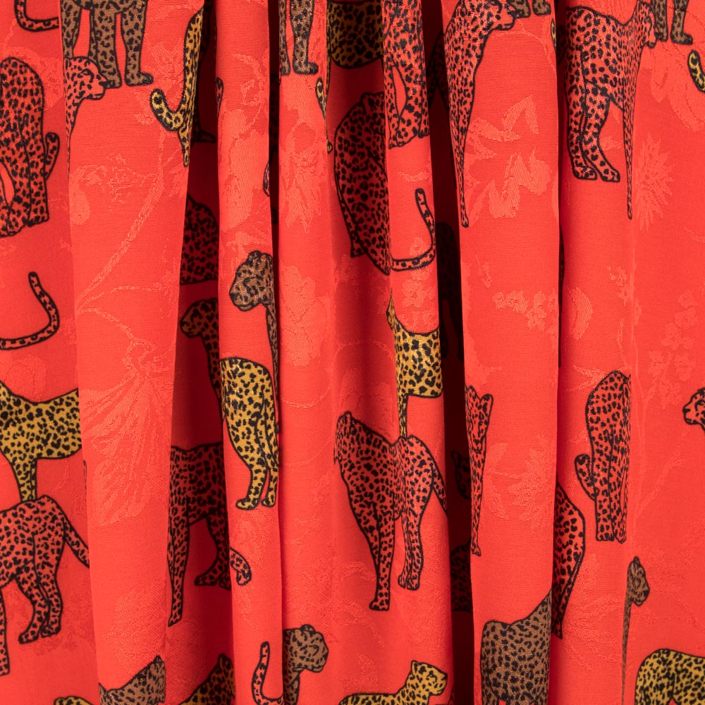 Cetim Jacquard Leopardo Vermelho - Ribes y Casals