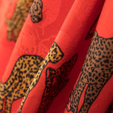 Cetim Jacquard Leopardo Vermelho - Ribes y Casals