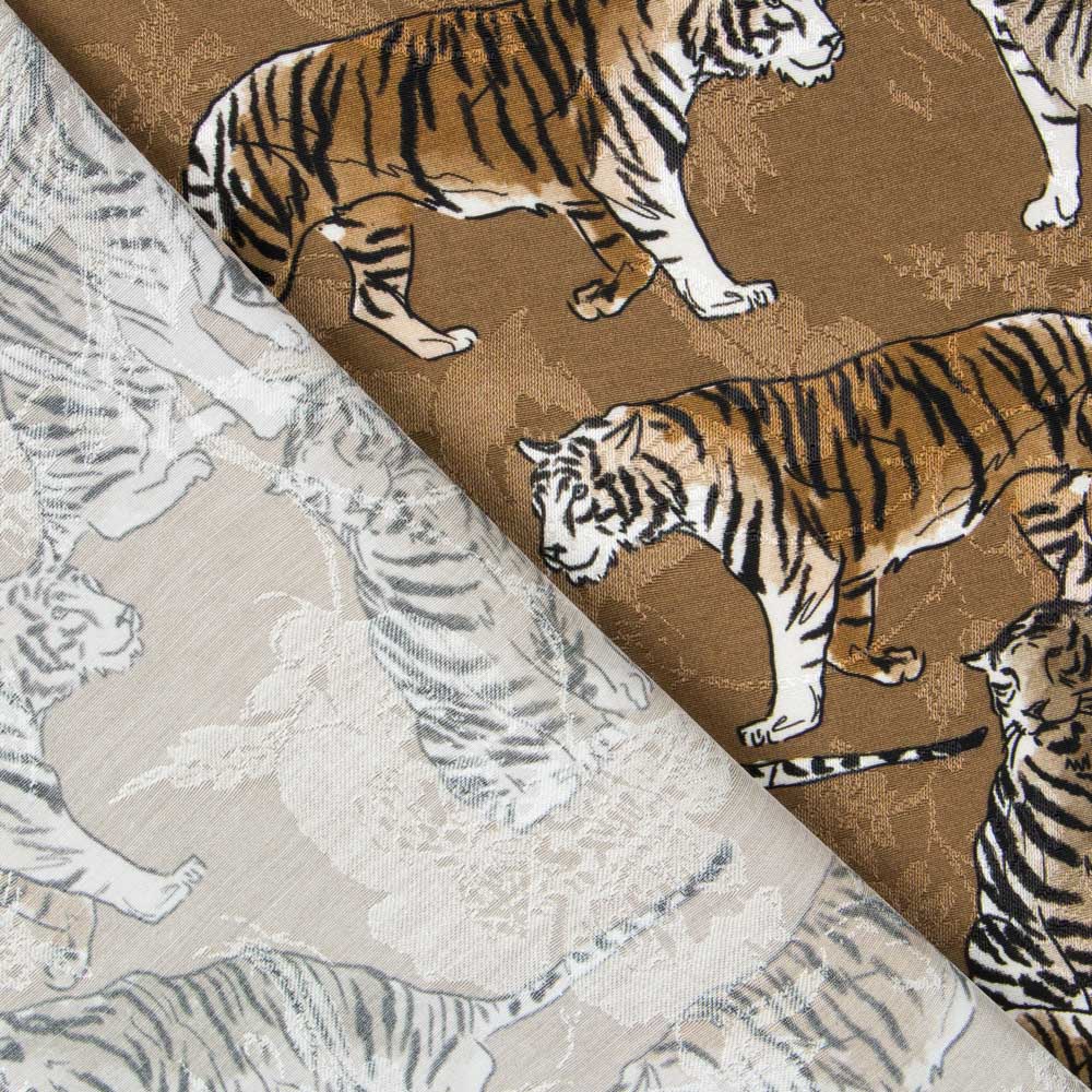 Cetim Jacquard Tigre Moka - Ribes y Casals