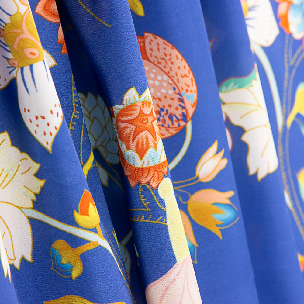 Cetim Estampado Manila Azul - Ribes y Casals