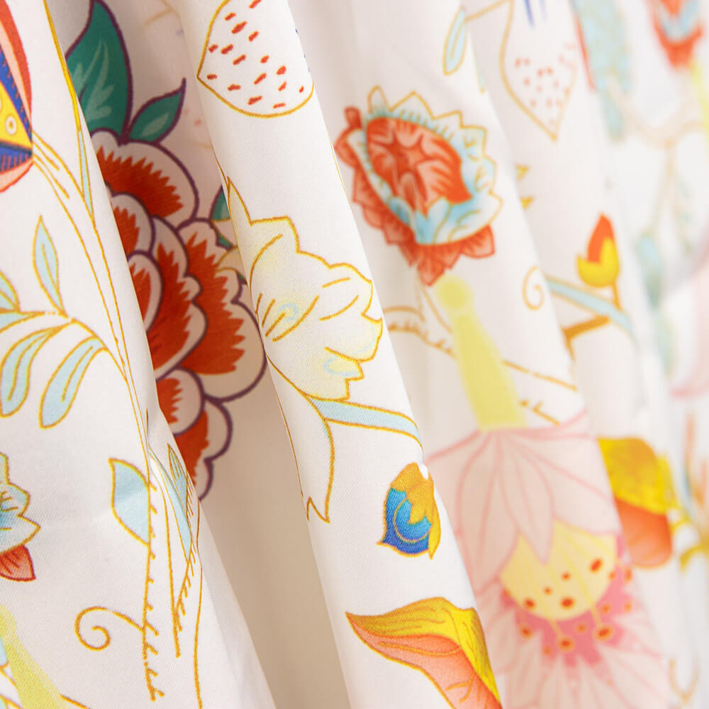 Cetim Estampado Manila Branco - Ribes y Casals