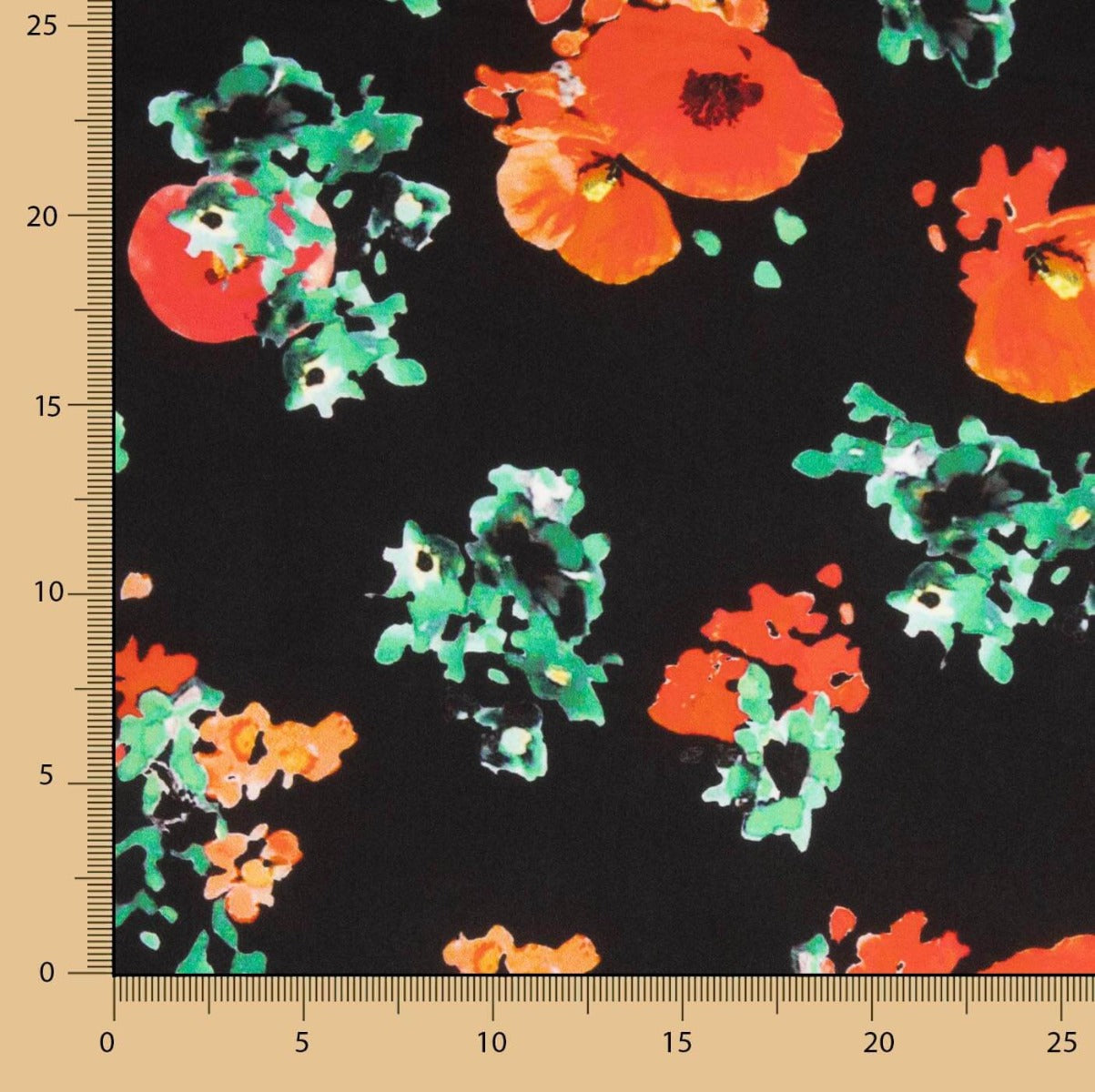 Cetim Poliéster Papoilas Vermelhas - Ribes y Casals