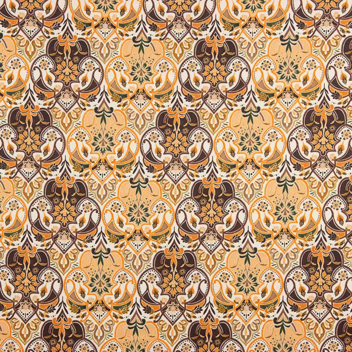 Cetim Poliéster Estampado Nimes Laranja - Ribes y Casals