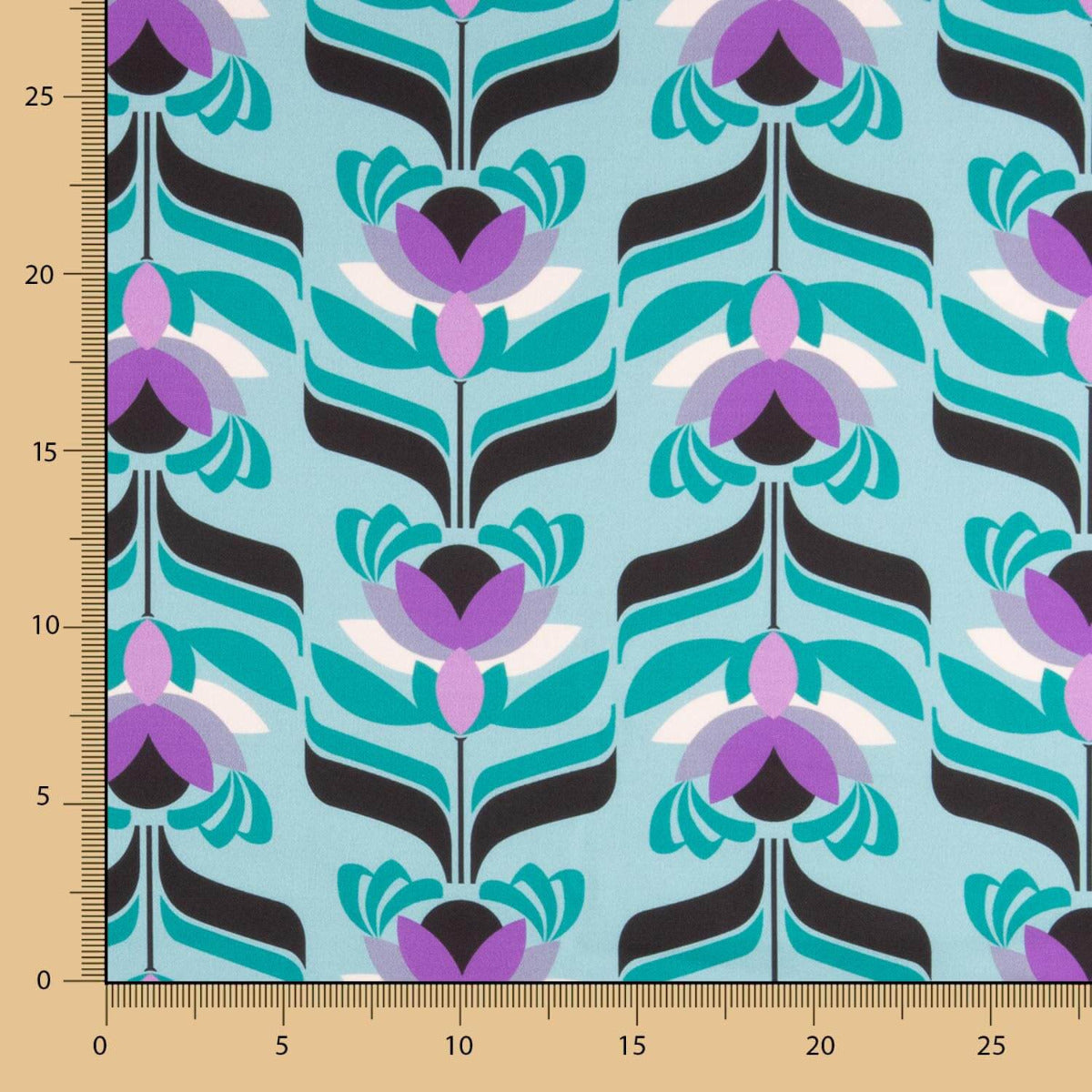 Cetim Spandex Flores Sálvia - Ribes y Casals