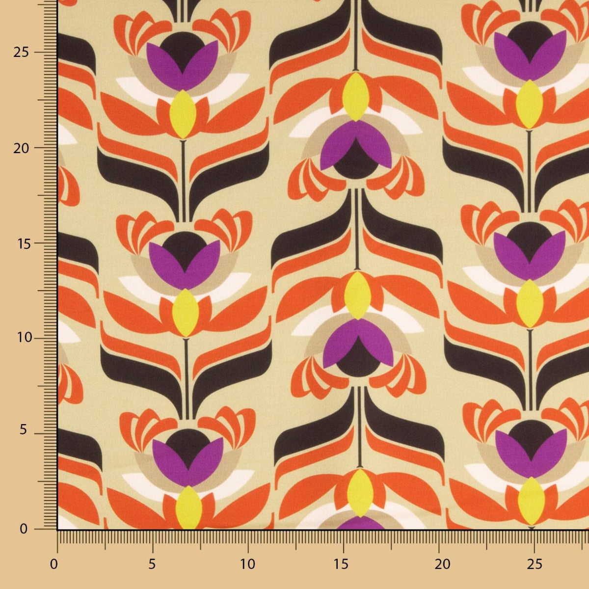 Cetim Spandex Flores Bege Doré - Ribes y Casals