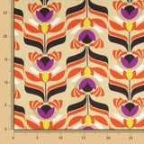 Cetim Spandex Flores Bege Doré - Ribes y Casals