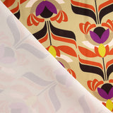 Cetim Spandex Flores Bege Doré - Ribes y Casals