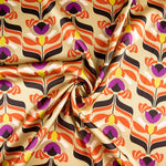 Cetim Spandex Flores Bege Doré - Ribes y Casals