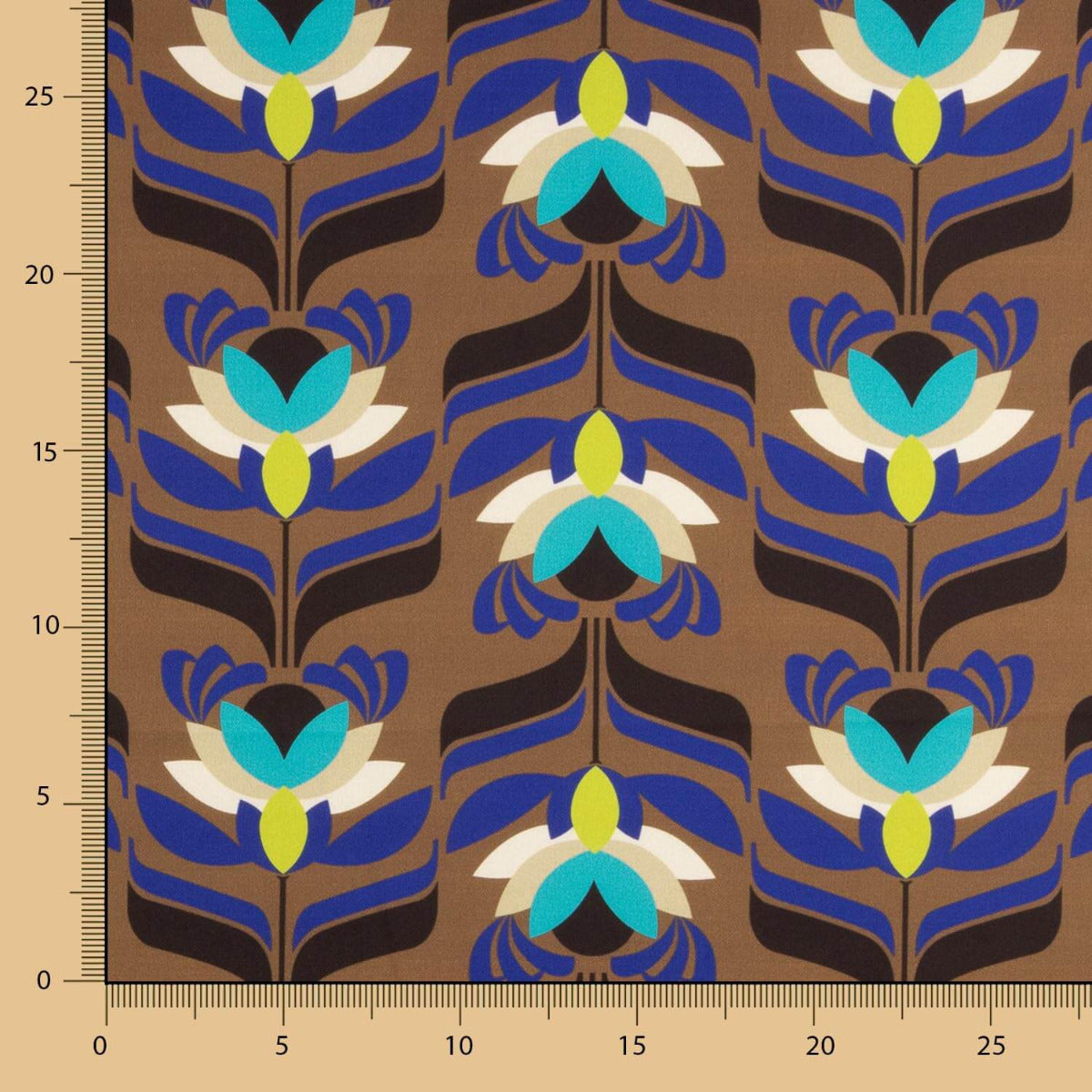 Cetim Spandex Flores Marrom - Ribes y Casals