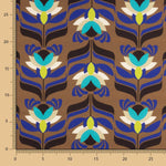 Cetim Spandex Flores Marrom - Ribes y Casals