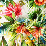 Cetim Seda Natural Estampado Flor Tropical Branca - Ribes y Casals