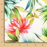 Cetim Seda Natural Estampado Flor Tropical Branca - Ribes y Casals