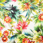 Cetim Seda Natural Estampado Flor Tropical Branca - Ribes y Casals