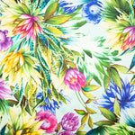 Cetim Seda Natural Estampado Flor Tropical Verde Água - Ribes y Casals