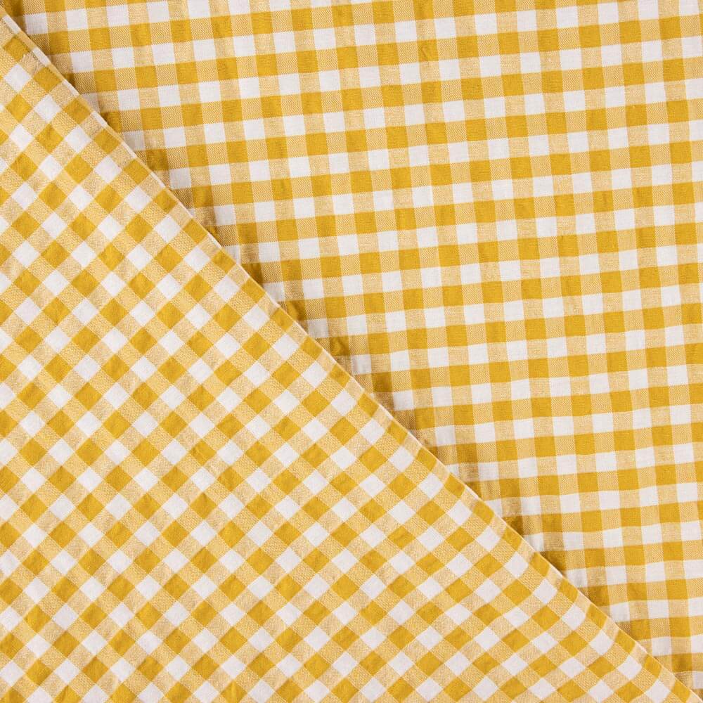 Seersucker Xadrez Mini Açafrão - Ribes y Casals