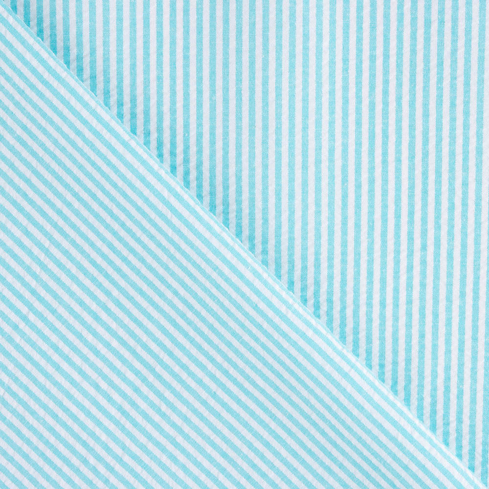 Seersucker Riscas Vichy Mini Turquesa Claro - Ribes y Casals