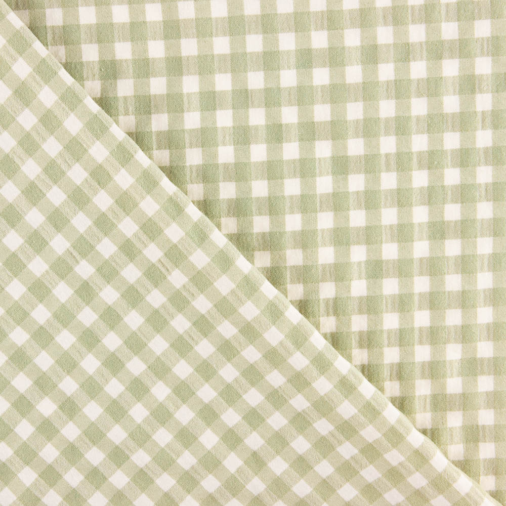 Algodão Seersucker Xadrez Verde Anis - Ribes y Casals