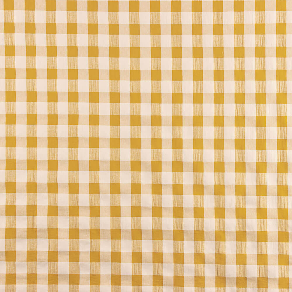 Algodão Seersucker Xadrez Maxi Ocre - Ribes y Casals