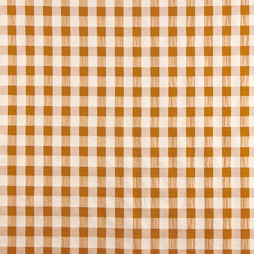 Algodão Seersucker Xadrez Maxi Terracota - Ribes y Casals