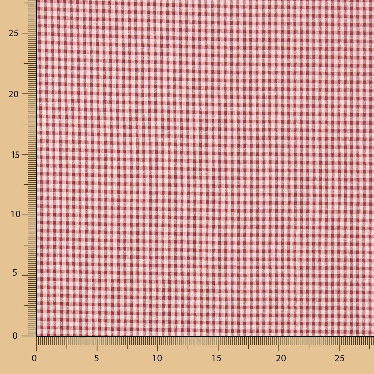 Algodão Seersucker Xadrez Mini Bordéus - Ribes y Casals