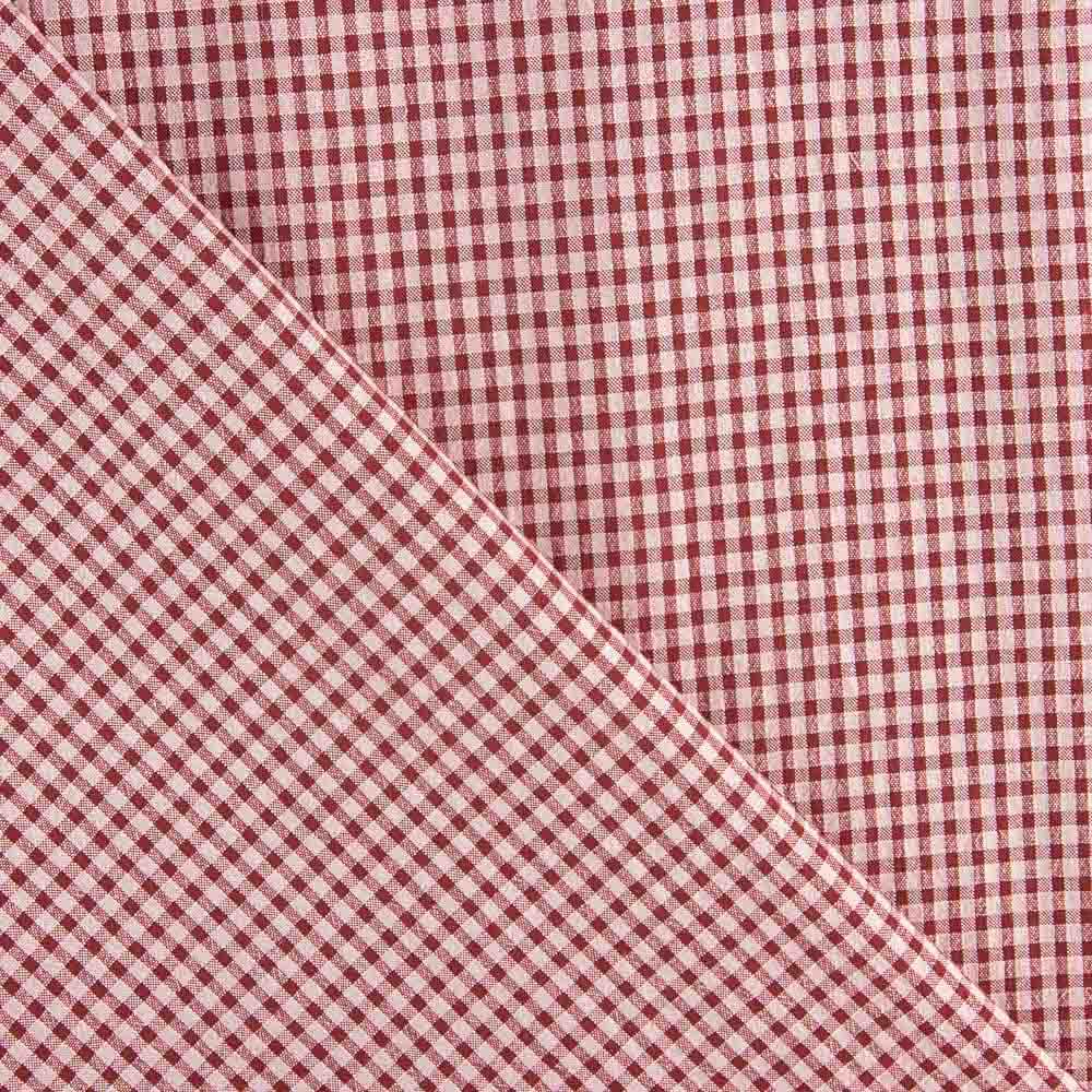 Algodão Seersucker Xadrez Mini Bordéus - Ribes y Casals