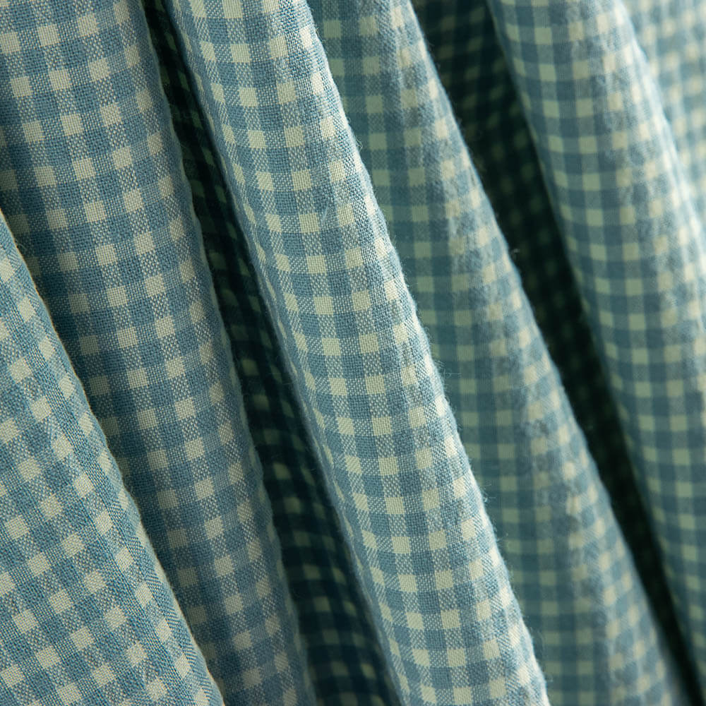 Algodão Seersucker Xadrez Mini Verde Água - Ribes y Casals