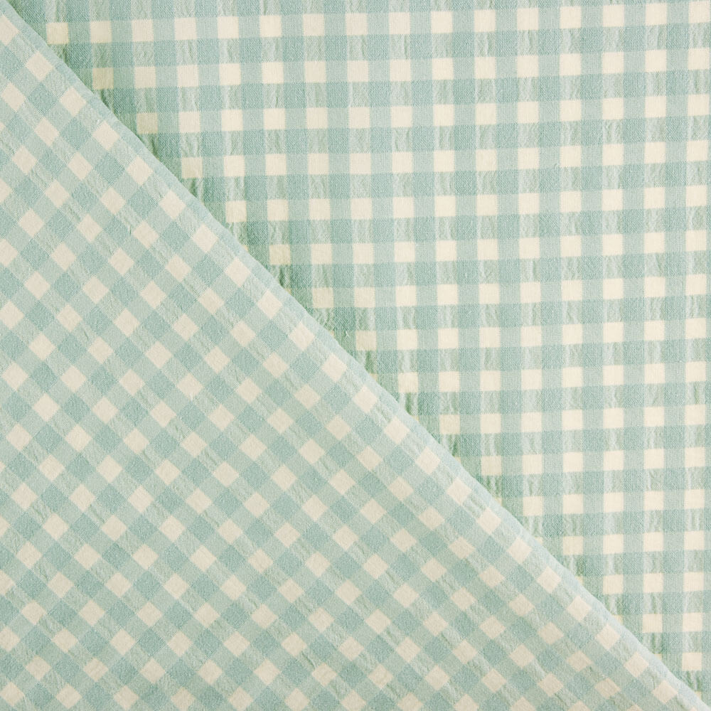 Algodón Seersucker Cuadro Verde Plomo - Ribes y Casals
