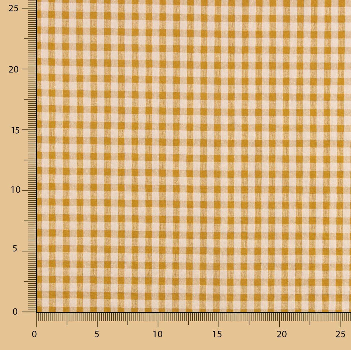 Algodón Seersucker Cuadro Medio Ocre - Ribes y Casals