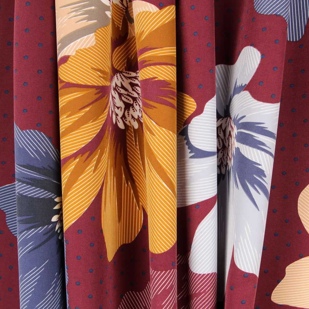 Tecido Spandex Floral Preto - Ribes y Casals