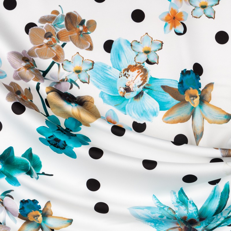 Tecido Stertch Palmeiras Azul - Ribes y Casals