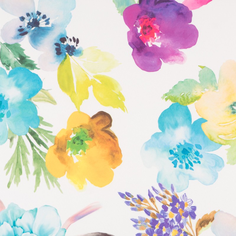 Tecido Stertch Palmeiras Azul - Ribes y Casals