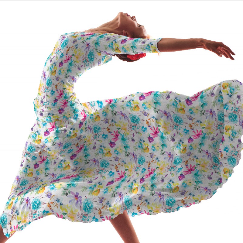 Tecido Stertch Palmeiras Azul - Ribes y Casals