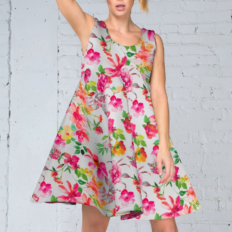 Tecido Stertch Palmeiras Azul - Ribes y Casals