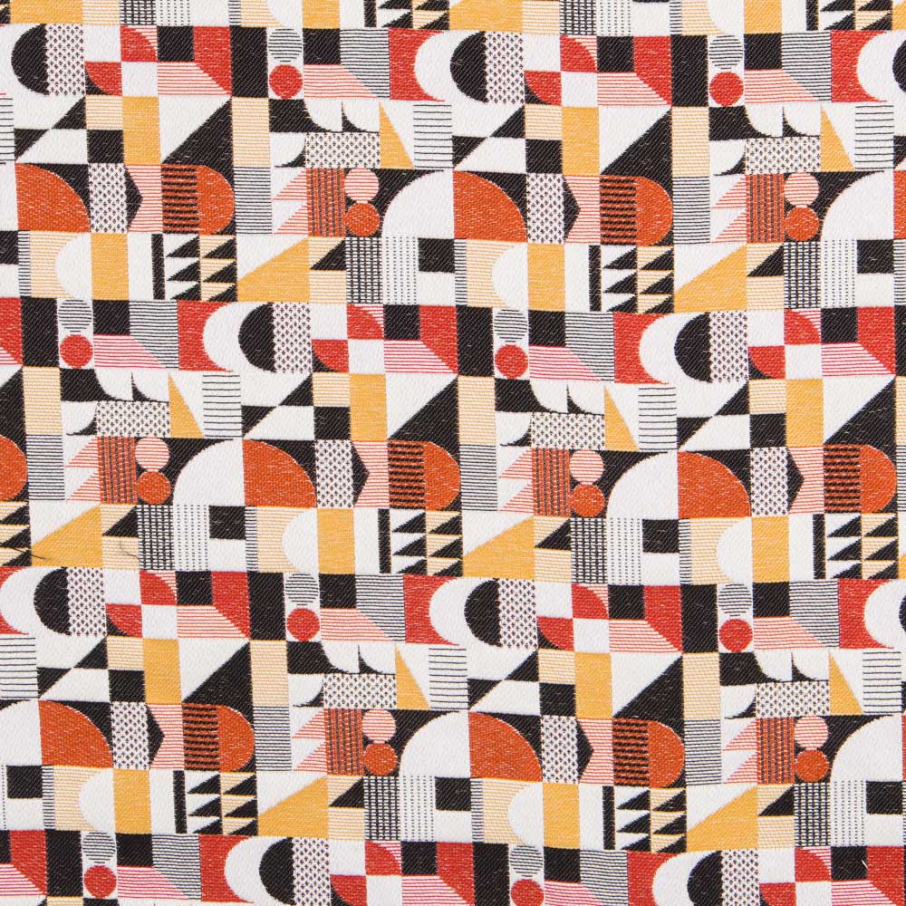 Estofamento Jacquard Geométrico Vermelho - Ribes y Casals