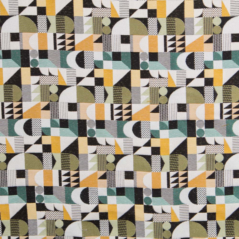 Estofamento Jacquard Geométrico verde - Ribes y Casals