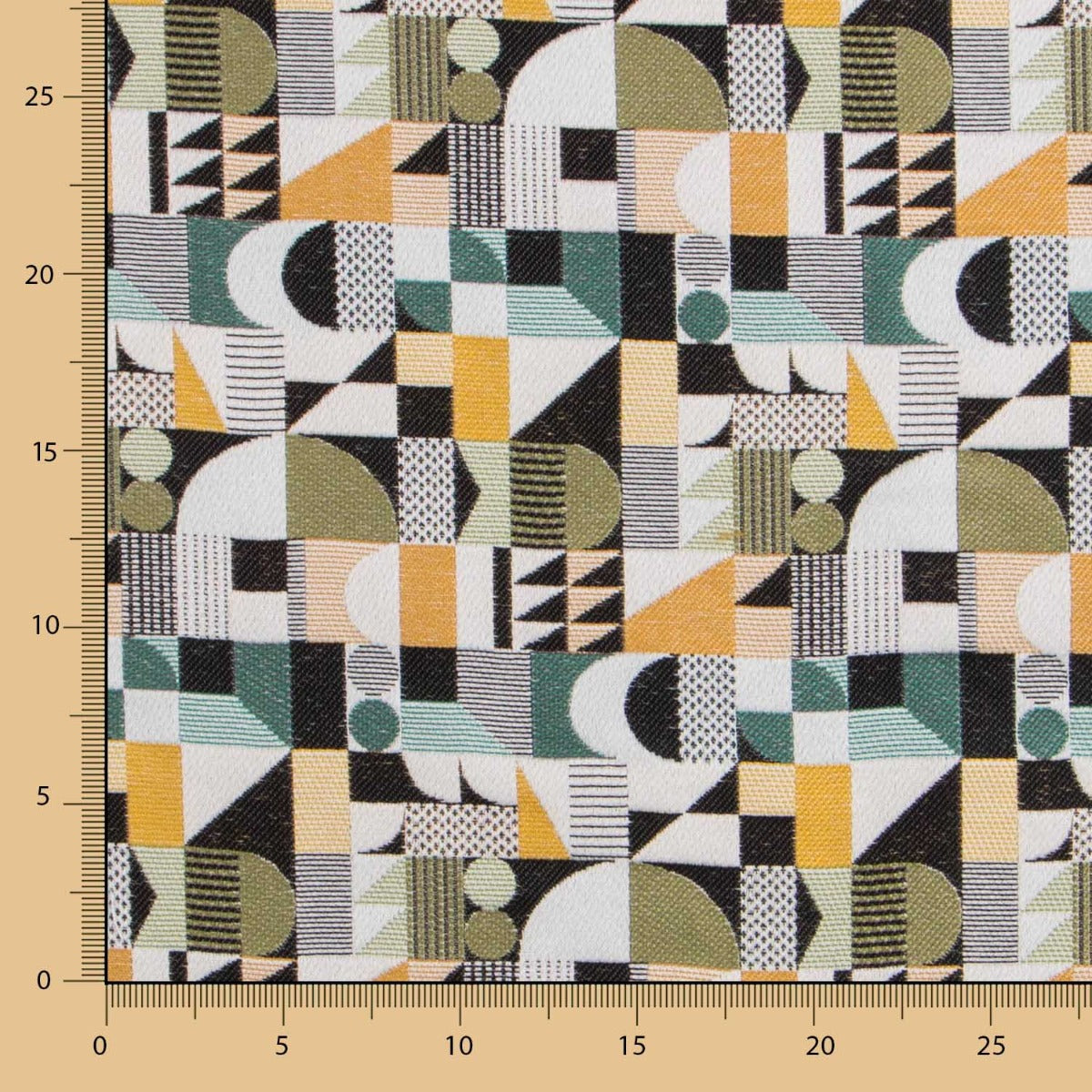 Estofamento Jacquard Geométrico verde - Ribes y Casals