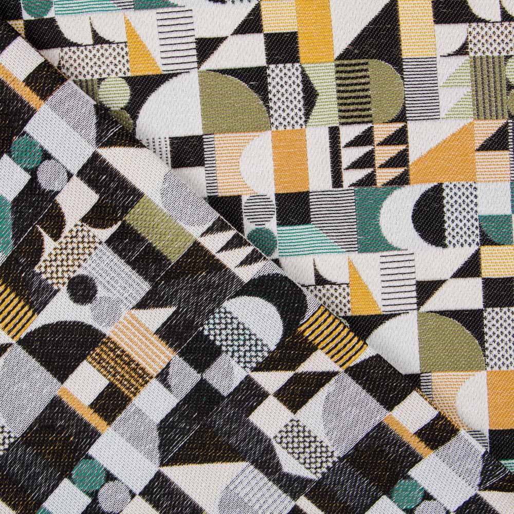 Estofamento Jacquard Geométrico verde - Ribes y Casals