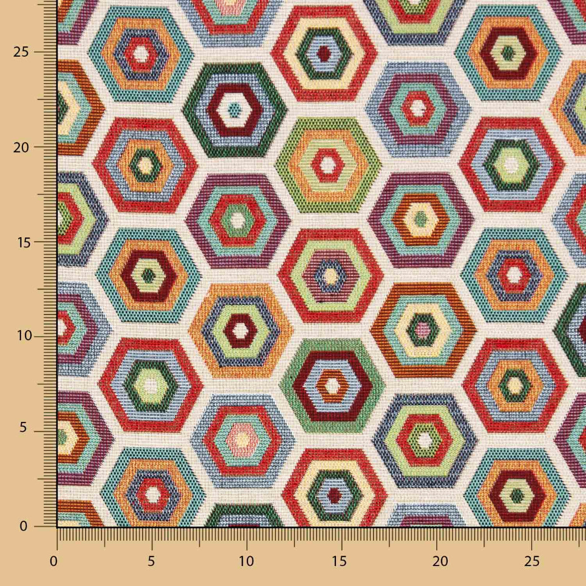 Estofamento Jacquard Hexágonos Multicoloridos - Ribes y Casals