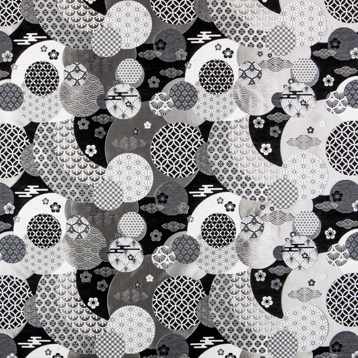 Estofamento Jacquard Japan Preto - Ribes y Casals