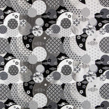 Estofamento Jacquard Japan Preto - Ribes y Casals