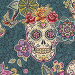 Tecido Jaqcuard Holy Death Verde - Ribes y Casals