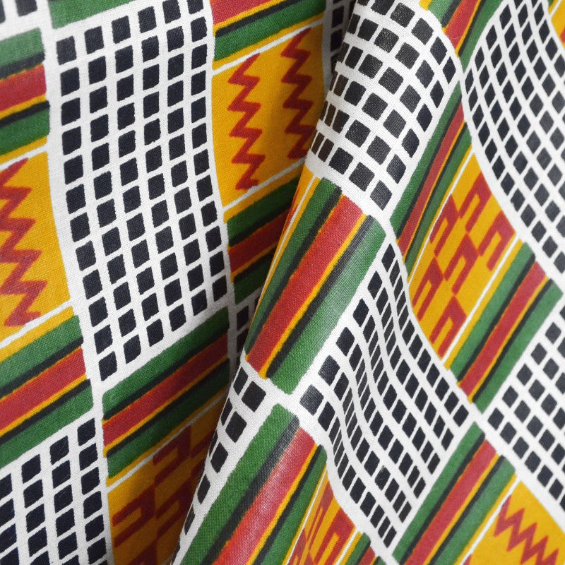 Tela Africana Batik Cuadros Blanco Negro - Ribes y Casals