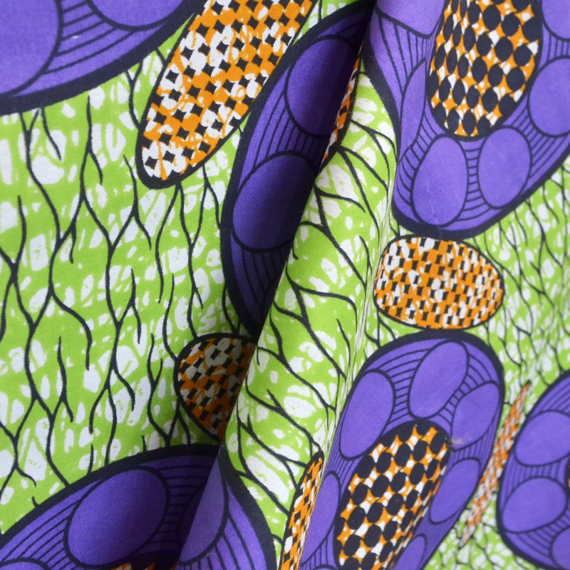 Tela Africana Batik Verde Lila - Ribes y Casals