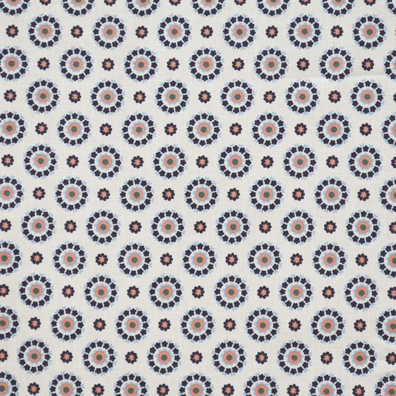 Tecido de Algodão Estampado Círculos Fundo Branco - Ribes y Casals