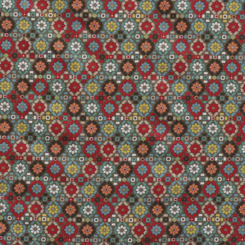 Tecido de Algodão Estampado Mosaico Multicor - Ribes y Casals