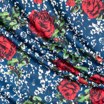 Tecido Stertch Palmeiras Azul - Ribes y Casals