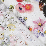 Tecido Bordado Suíço Folhas Branco - Ribes y Casals