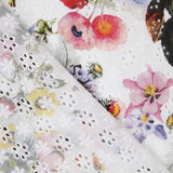 Tecido Bordado Suíço Folhas Branco - Ribes y Casals