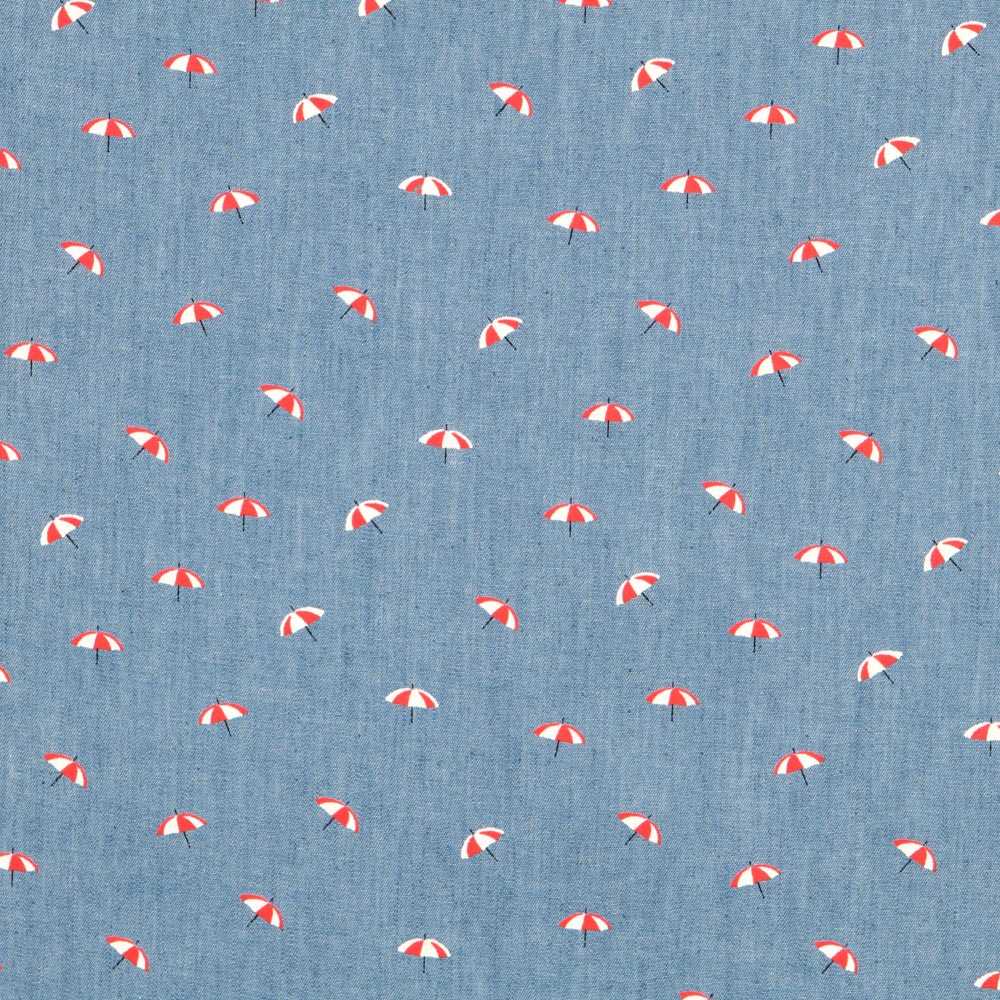 Tecido Chambray Sombrinha Vermelha - Ribes y Casals